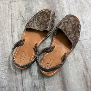 Cavilani Back Strap Leather Sandals Snakeskin Size 37 7